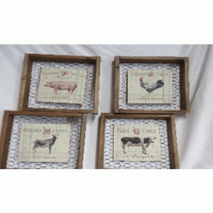 Wood and Metal Farm Animal Wall Decor