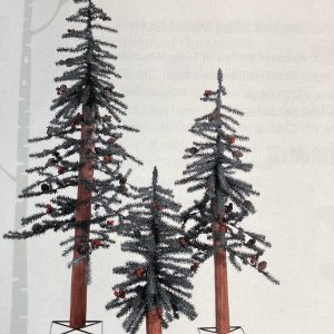 2'-3'-4' (3 Piece Set) Unlit Frosted Alpine Cone w/Berries