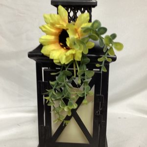 Sunflower Decorated Black Lantern