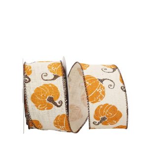 Pumpkin Stencil Hopsack Ribbon