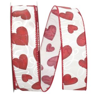 Heart hope wired edge ribbon