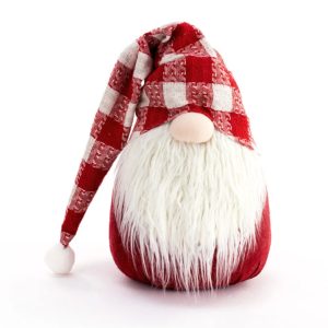 Gnome with Red Plaid Hat