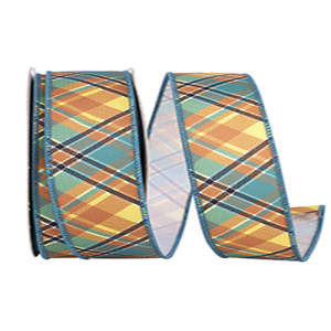 Plaid Nelson Diagonal Wired Edge Ribbon