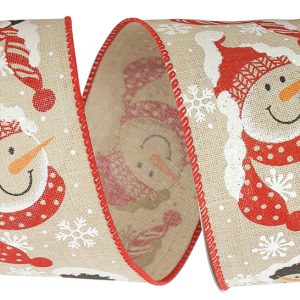 Snowman Friendly Face Wired Edge Ribbon