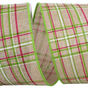 PinStripe Plaid Linen Wired Edge Ribbon