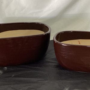 Set of 2 Brown Ceramic Planter