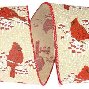 Cardinal Snowflake Wired Edge Ribbon
