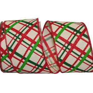 Glitter Plaid Criss Cross Ribbon