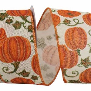 Leafy Pumpkin Sparkle Ribbon