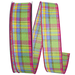 Sherbert plaid wired edge ribbon