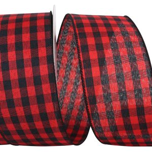 Cabin Buffalo Check Wired Edge Ribbon