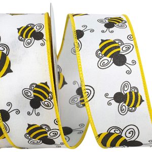 Bumble Bees Wired Edge Ribbon