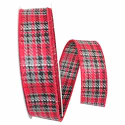 Red/Gray Plaid Twill Ribbon