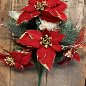 Glitter Poinsettia, Rose and Greens
