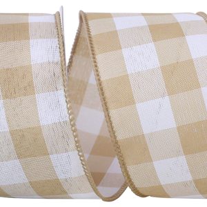 Gingham Terra Large Wired Edge Ribbon