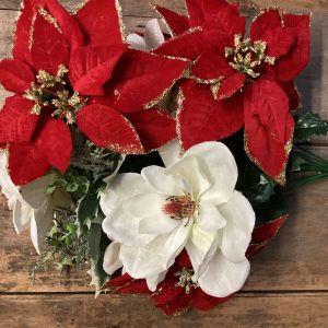 Mixed Glitter Poinsettia Magnolia Bush