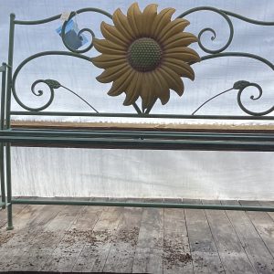 Green Metal Sunflower Bench