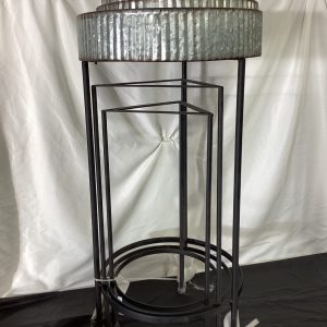 Set of 3 Galvanized Metal Planter with Stand