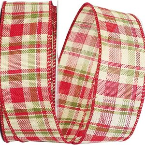 Cranberry Moss Plaid Hopsack Ribbon Yard (Cranberr