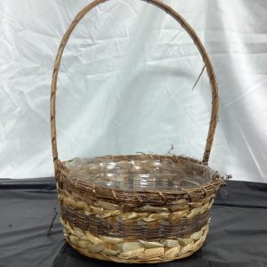 11" Wicker Basket with Handle and Liner Assort