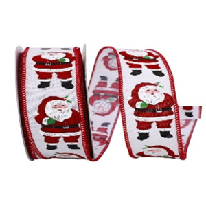 Santa Standing Wired Edge Ribbon 20 Yards