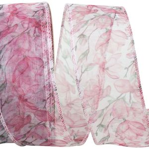 Floral Sheer Rosado Wired Edge Pink