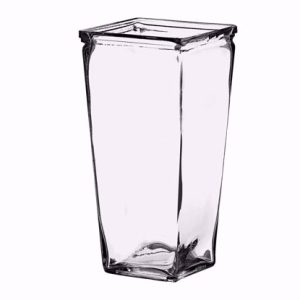 9" Tapered Square Vase Clear