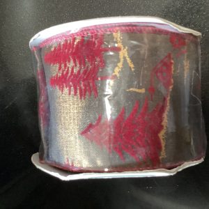 Christmas Cottage Wired Edge Ribbon (Burgandy/Red)