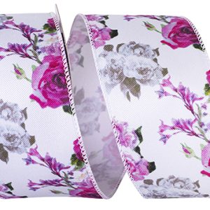 Cabbage rose reality wired edge white