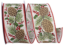Pinecone Berry Sprig Ribbon