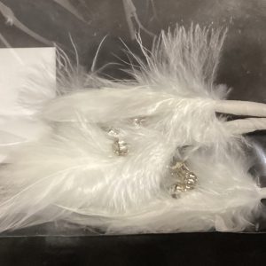 Feather Rhinestone Pick White
