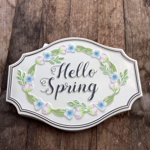Metal Hello Spring Sign
