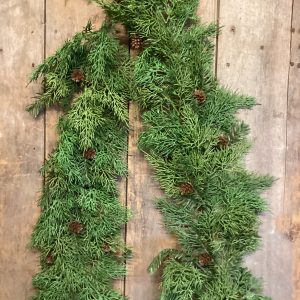 6' Natural Frosted Cedar Pine Garland