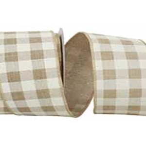 Twill Check Print Linen Wired Edge Ribbon Yard (Na