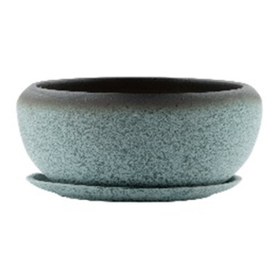 Medium Blue Speckled Pot with saucer Ceramic