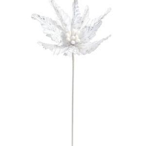 WHITE/SILVER GLITTER POINSETTIA