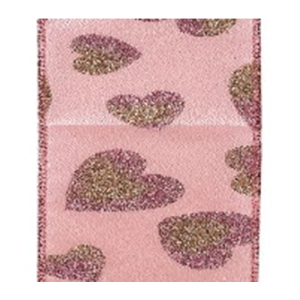 GLITTER PINK TWO TONE HEARTS SHEEN