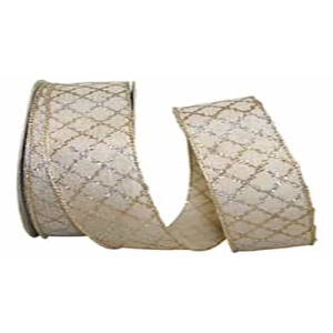 Lattice Duo Linen Wired Edge Ribbon