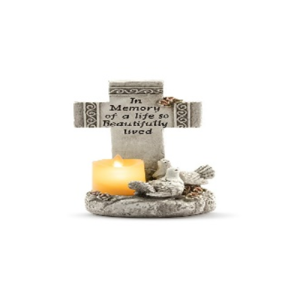 Memory Cross with LED Candle Resin