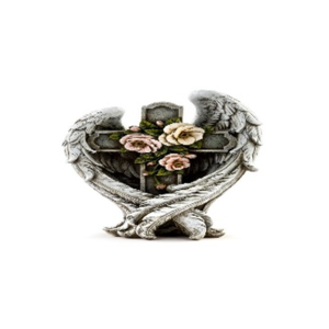 Cross in angel wings with Flowers