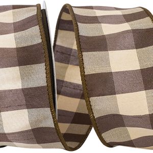 Check Silk Wired Edge Brown 2.5”