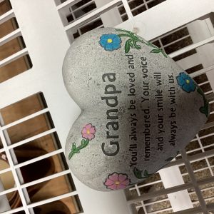 Grandpa heart stone with flowers