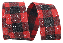 Snow Speckled Buffalo Check Ribbon