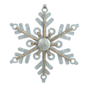 Galvanized Metal Snowflake Ornaments w/ Rope