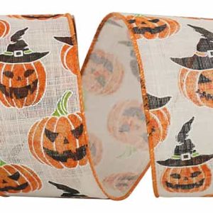 Jack O Lantern Linen Ribbon