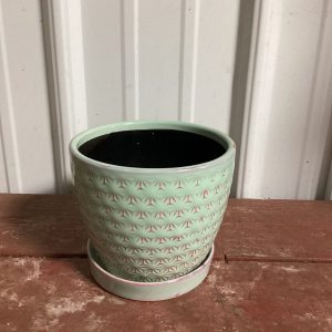 4.5" Blue Gray Prism Planter w/Saucer Ceramic