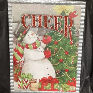 Snowman photo with galvanized background