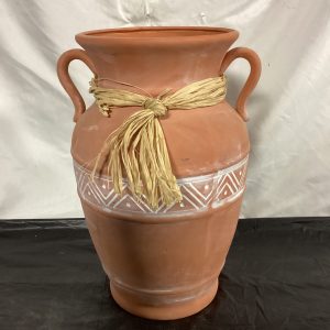 Terracotta Vase w/ Raffia Bow