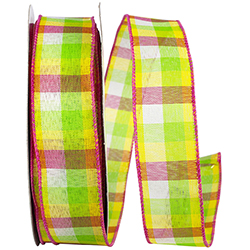check vibrance wired edge ribbon pastel 50 yards