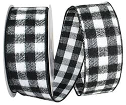 Brushed Gingham Ribbon Black/White